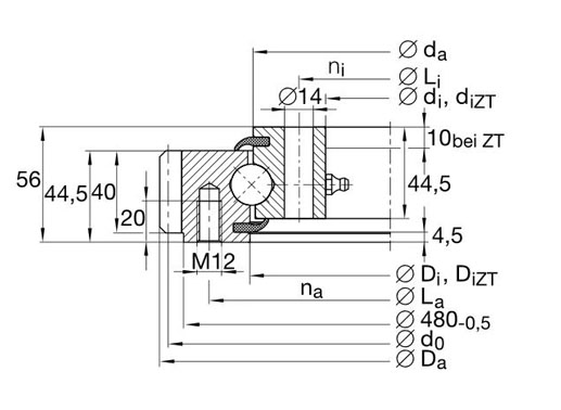 VSA200644-N slewing bearing structure