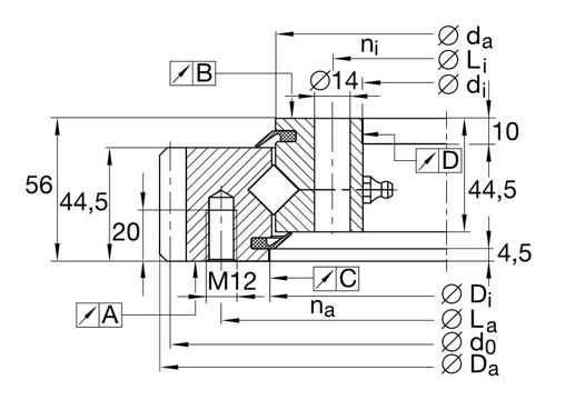 XSA140744-N slewing ring external gear structure