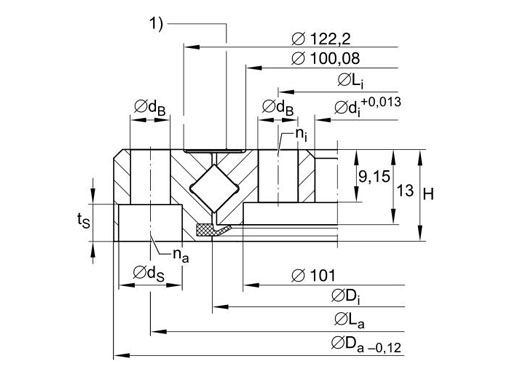 XU060111 crossed roller bearing structure