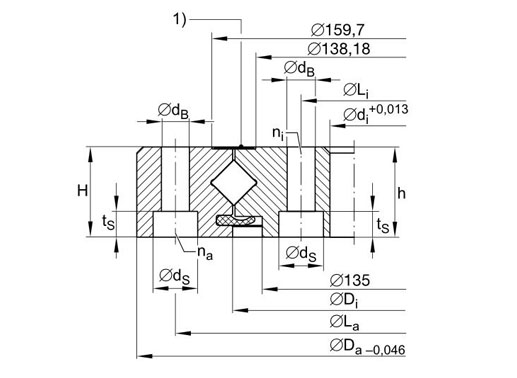 XU080149 crossed roller bearing structure