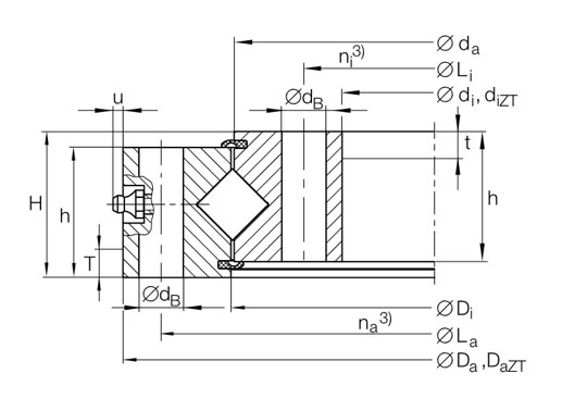 XU300515 crossed roller bearing structure