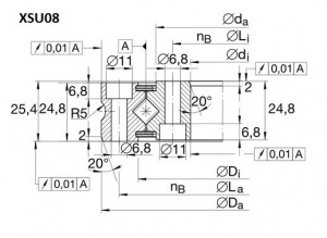 XSU080168 bearing mounting size