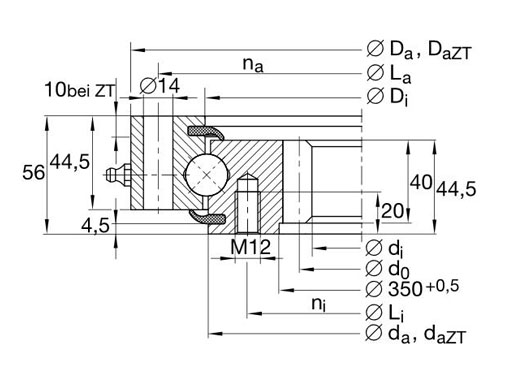 VSI200414-N slewing bearing structure