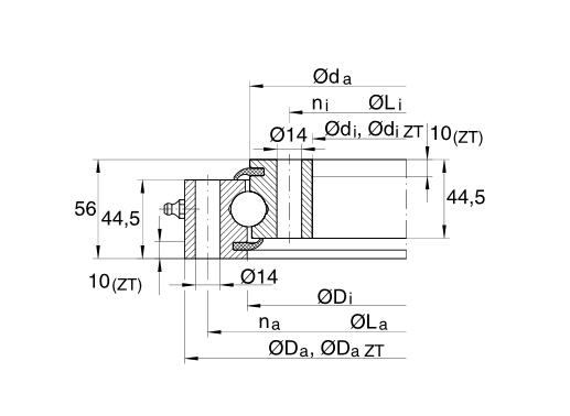 VSU200414 slewing bearing structure