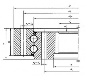 double row ball slewing ring with internal gear