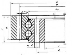 double row four point contact ball slewing bearing with no gear
