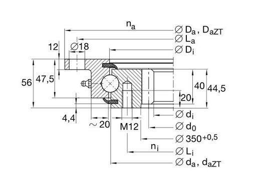 VLI200844-N slewing bearing structure