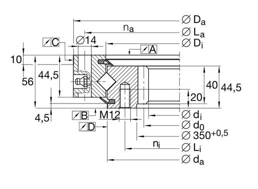 XSI140544-N slewing ring external gear structure