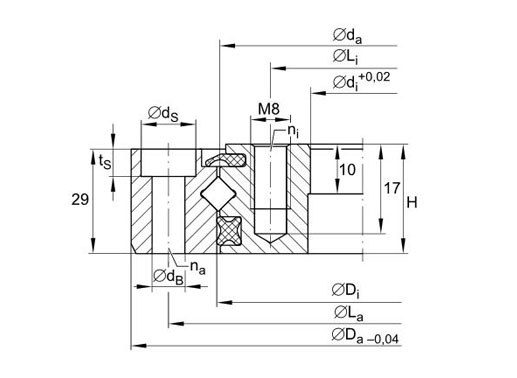 XU080120 cross roller bearing structure