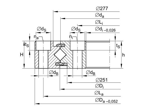 XU080264 crossed roller bearing structure