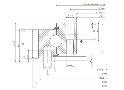 01 0765 01 slewing bearing structure